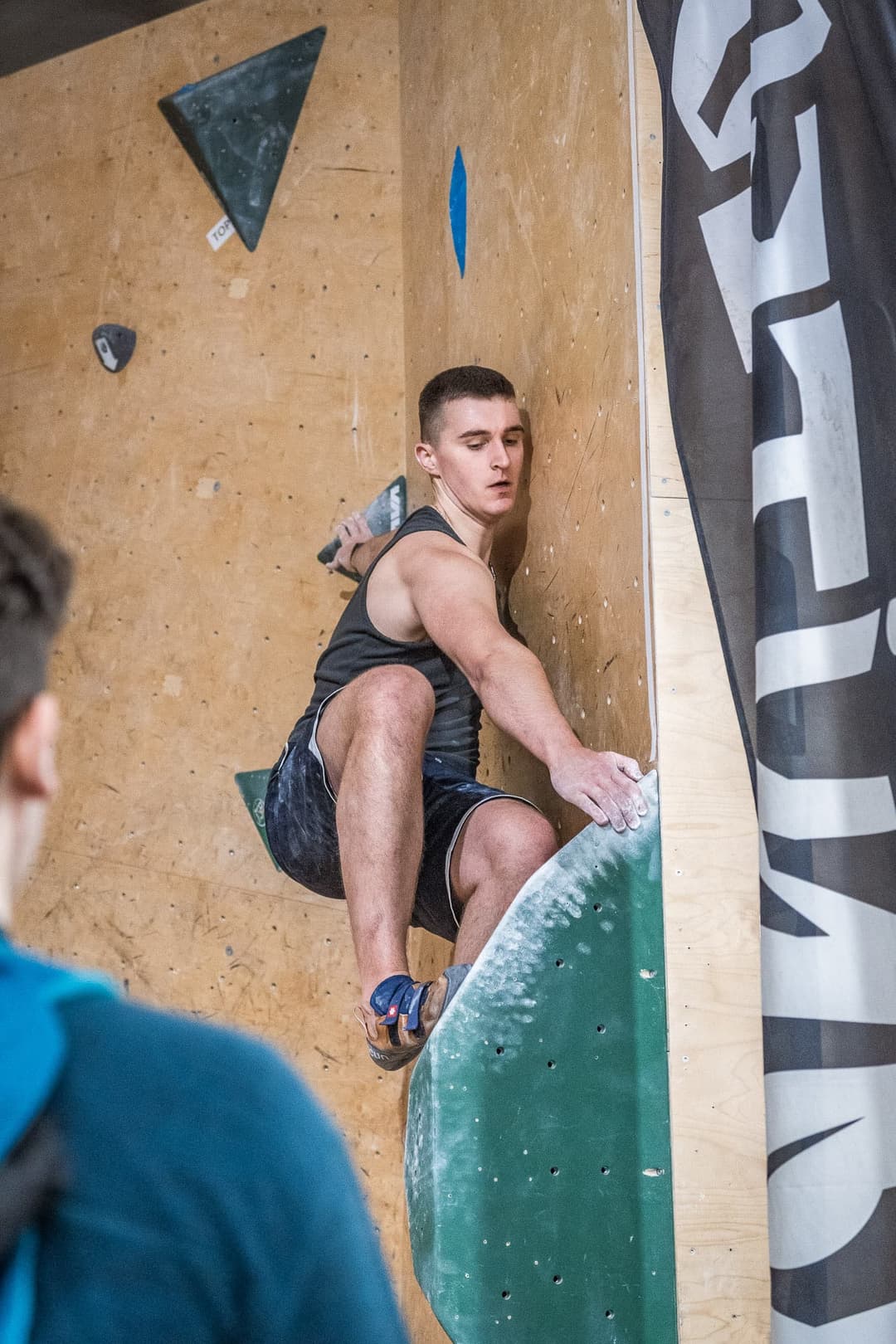 Oskar climbing a wall